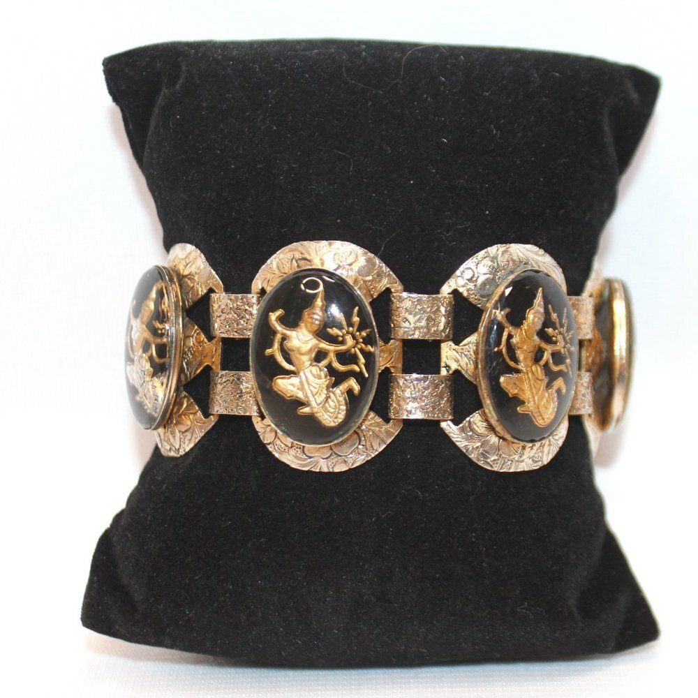 Vintage Art Deco Siam Panel Bracelet